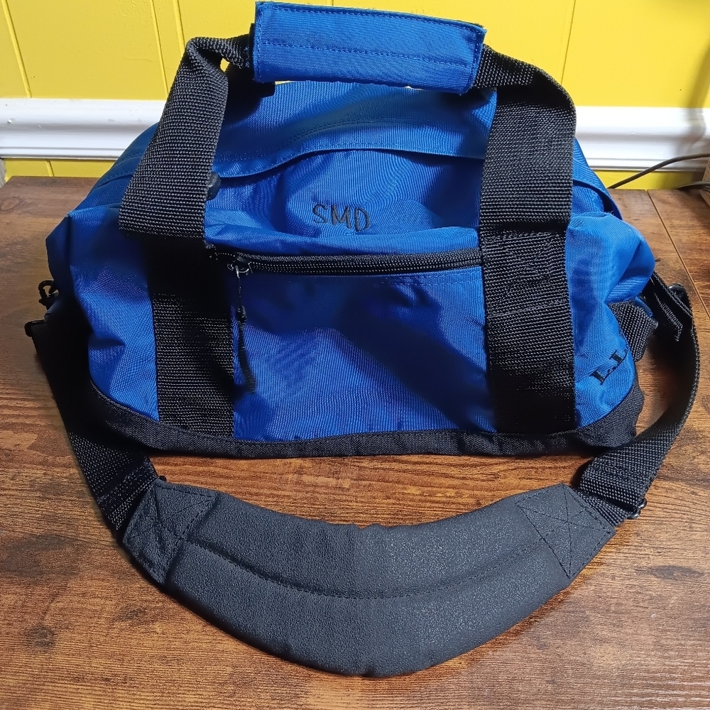 LL Bean Adventure Duffle Bag Blue Nylon Hiking Outdoor Travel Gym Tote